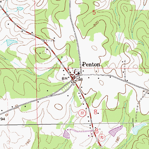 Topographic Map of Union Hill Volunteer Fire Department, AL