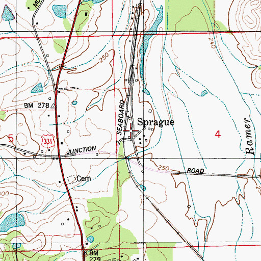 Topographic Map of Snowdoun Volunteer Fire Department Sprague Station, AL