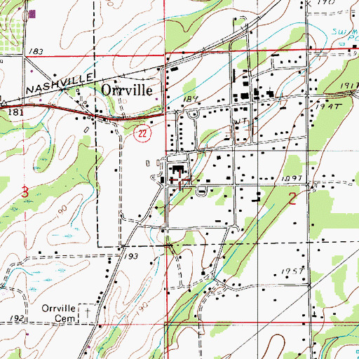 Topographic Map of Orrville Volunteer Fire Department, AL