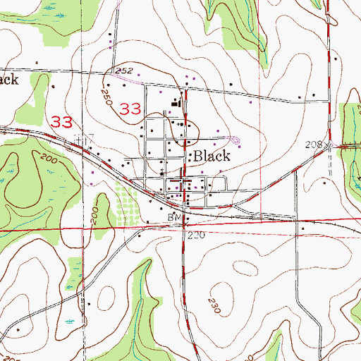 Topographic Map of Black Volunteer Fire Department, AL