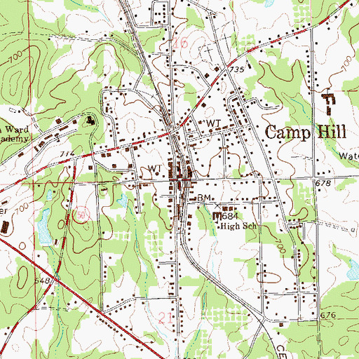 Topographic Map of Camp Hill Volunteer Fire Department, AL