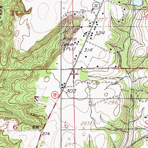 Topographic Map of Valley Grande Volunteer Fire Department Station 2, AL