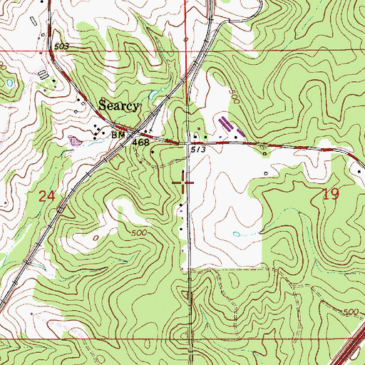 Topographic Map of Searcy Volunteer Fire Department, AL