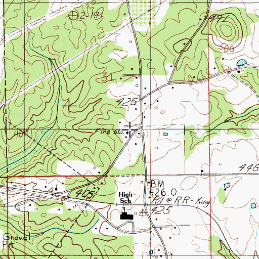 Topographic Map of Billingsley Volunteer Fire Department, AL