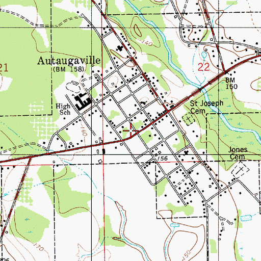 Topographic Map of Autaugaville Volunteer Fire Department, AL