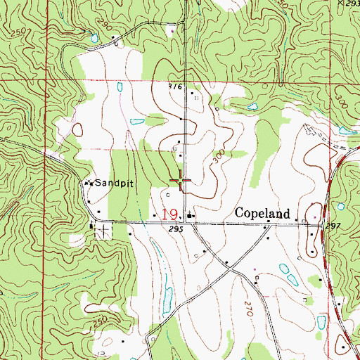 Topographic Map of Copeland Volunteer Fire Department, AL