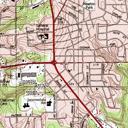 Topographic Map of Prattville Fire Department Station 1, AL