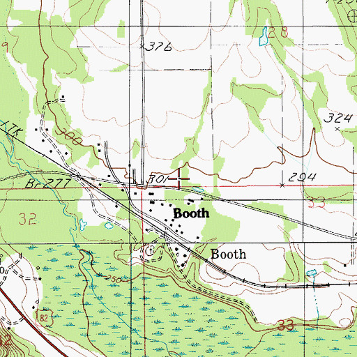 Topographic Map of Booth Volunteer Fire Department, AL
