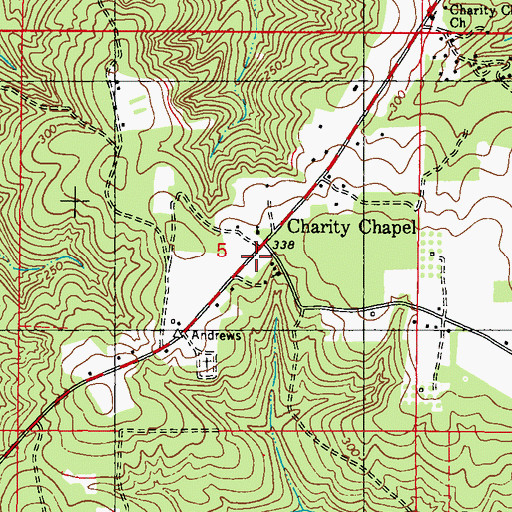 Topographic Map of Charity Chapel Volunteer Fire Department, AL