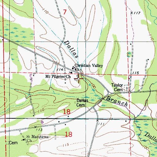 Topographic Map of Tishabee Volunteer Fire Department, AL