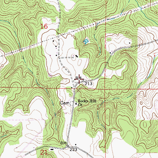Topographic Map of Rocky Hill Volunteer Fire Department, AL