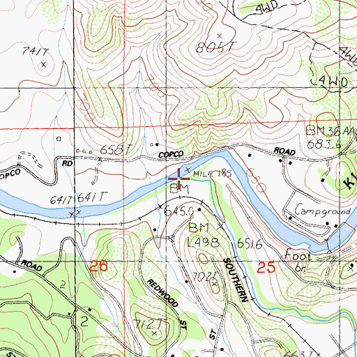 Topographic Map of Willow Creek, CA