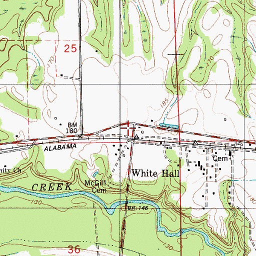 Topographic Map of White Hall Volunteer Fire Department, AL