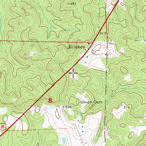 Topographic Map of Little Texas Volunteer Fire Department, AL