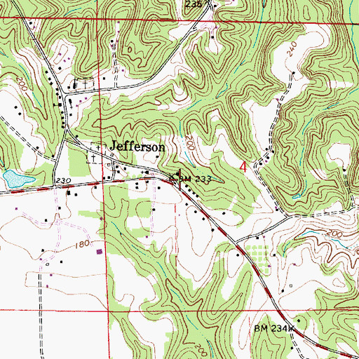 Topographic Map of Jefferson Volunteer Fire Department, AL