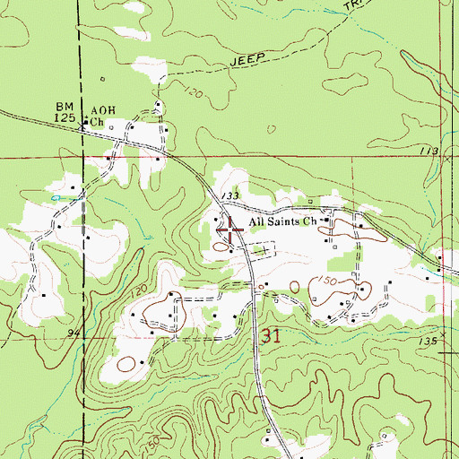 Topographic Map of Packers Bend Volunteer Fire Department, AL