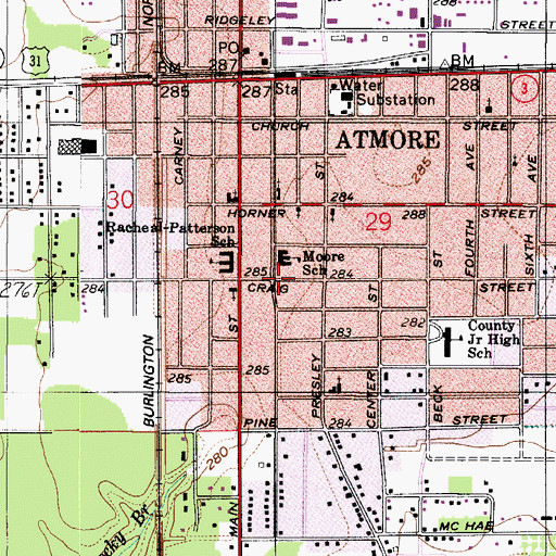 Topographic Map of City of Atmore Fire Department Station 2, AL