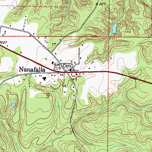 Topographic Map of South Marengo Fire and Rescue Squad Nanafalia Station, AL