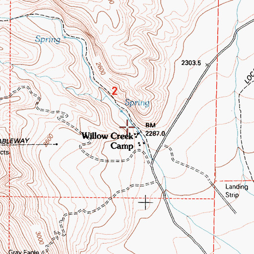 Topographic Map of Willow Creek Camp, CA