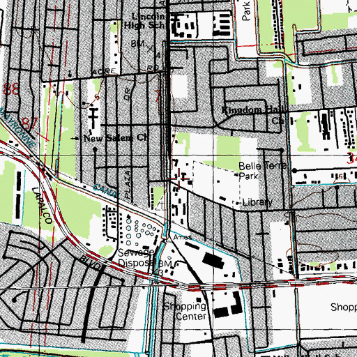 Topographic Map of Marrero - Ragusa Volunteer Fire Department, LA