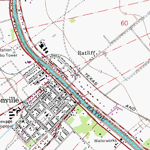 Topographic Map of Napoleonville Volunteer Fire Department Station 3, LA