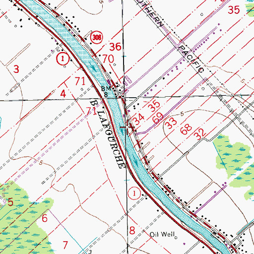 Topographic Map of Lockport Volunteer Fire Department 308 Station, LA