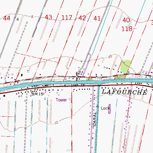 Topographic Map of Lafourche Parish Fire District 1 Station 3, LA