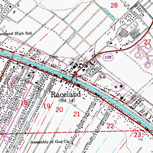 Topographic Map of Lafourche Parish Fire District 1 Station 6, LA