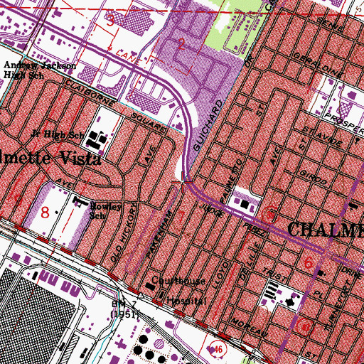 Topographic Map of Saint Bernard Parish Fire Department Station 3, LA