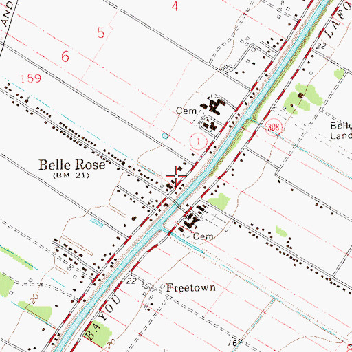 Topographic Map of Paincourtville Volunteer Fire Department Station 2, LA