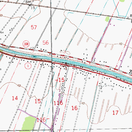 Topographic Map of Lafourche Parish Fire District 1 Station 7, LA