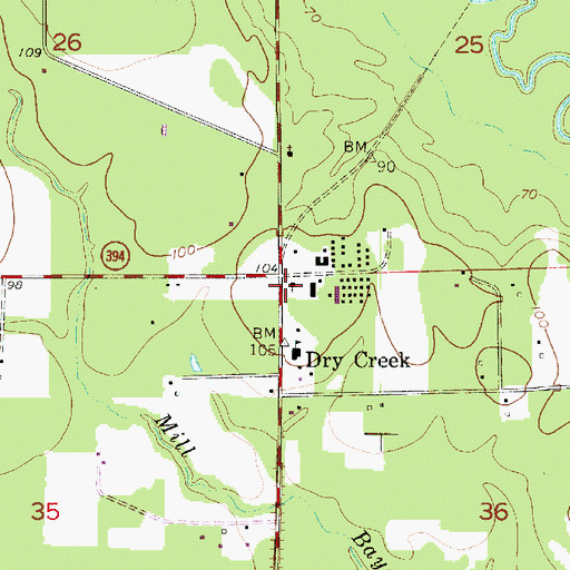 Topographic Map of Dry Creek Volunteer Fire Department, LA