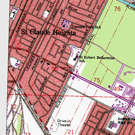 Topographic Map of Saint Bernard Parish Fire Department Station 2, LA