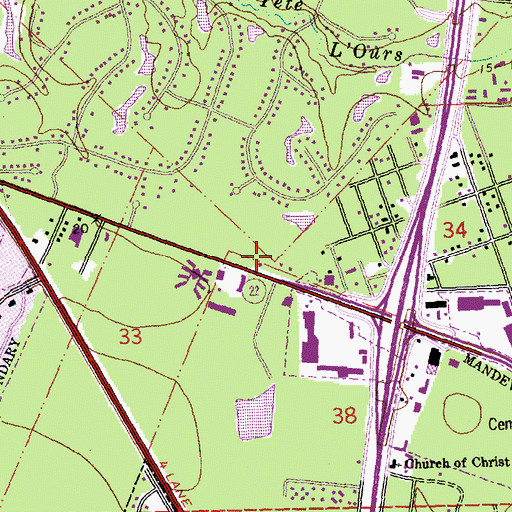 Topographic Map of Saint Tammany Parish Fire District 4 Station 42, LA