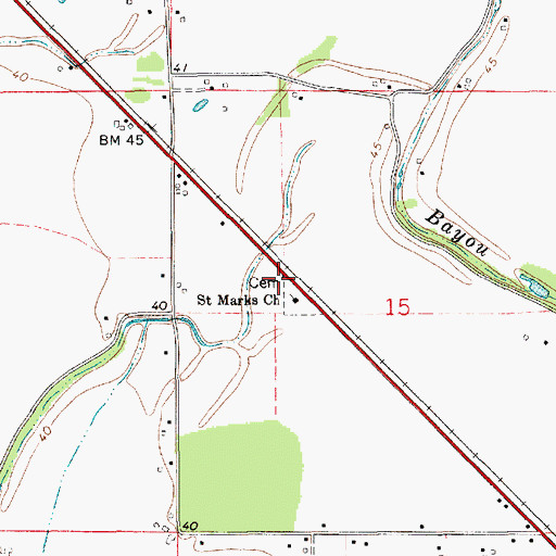 Topographic Map of Saint Landry Parish Fire District Morrow Volunteer Fire Station, LA