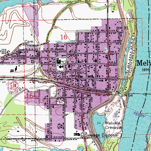 Topographic Map of Melville Volunteer Fire Department, LA