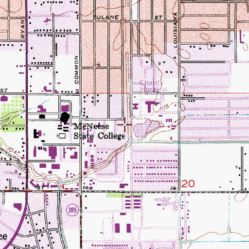 Topographic Map of Lake Charles Fire Department Station 6, LA
