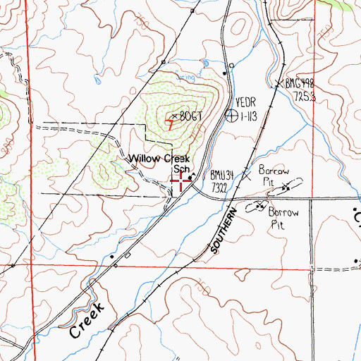 Topographic Map of Willow Creek Elementary School, CA
