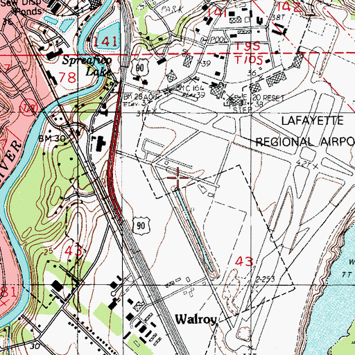 Topographic Map of Lafayette Regional Airport Fire Department, LA