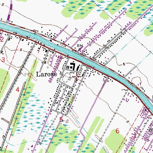 Topographic Map of Lafourche Parish Fire District 3 West Larose Volunteer Fire Station, LA