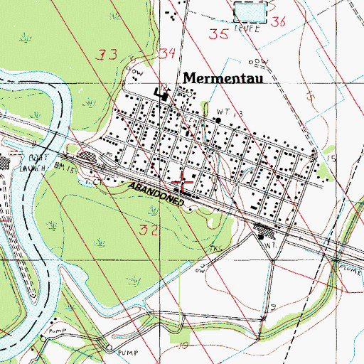 Topographic Map of Mermentau Volunteer Fire Department, LA