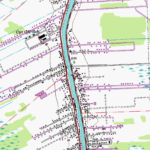 Topographic Map of Lafourche Parish Fire District 3 East Cut Off Station, LA