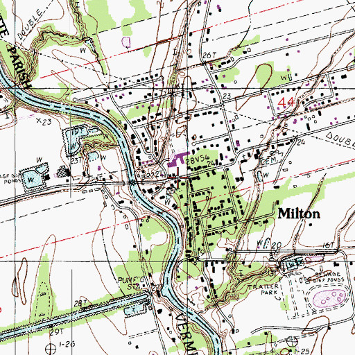 Topographic Map of Milton Volunteer Fire Department, LA