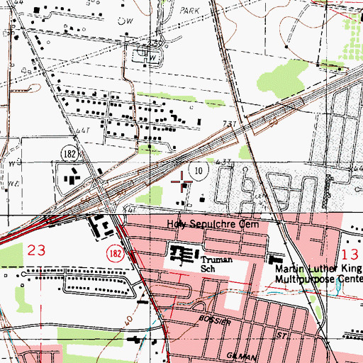 Topographic Map of Lafayette Fire Department Station 3, LA