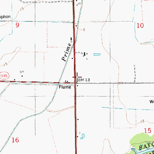 Topographic Map of Lyons Point Volunteer Fire Department, LA