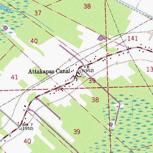 Topographic Map of Napoleonville Volunteer Fire Department, LA