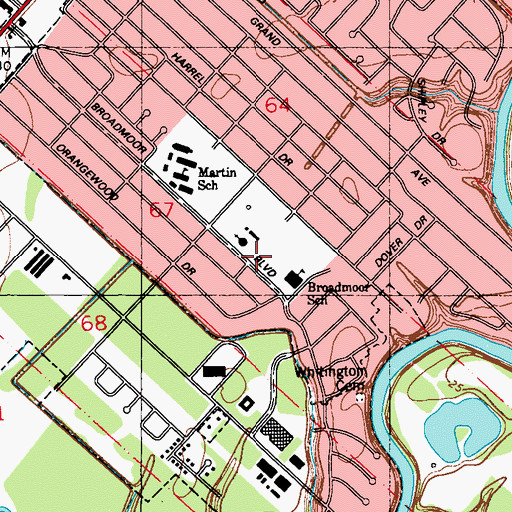 Topographic Map of Lafayette Fire Department Station 8, LA