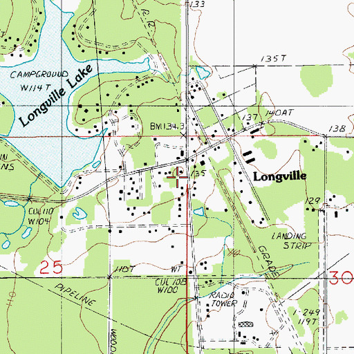Topographic Map of Beauregard Volunteer Fire Protection District 2 Longville Station, LA