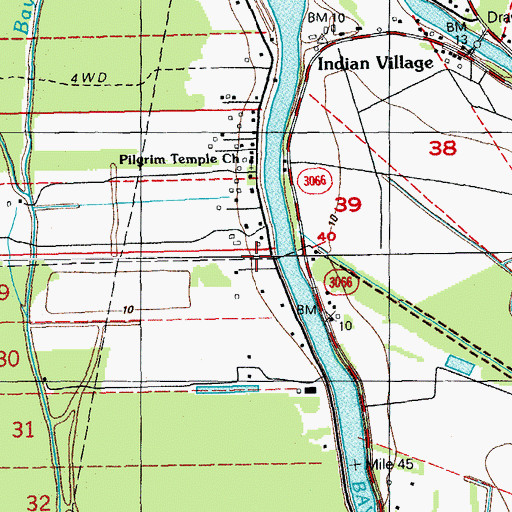 Topographic Map of Bayou Blue Volunteer Fire Department, LA