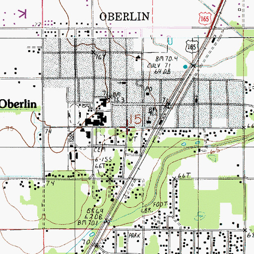 Topographic Map of Oberlin Volunteer Fire Department, LA